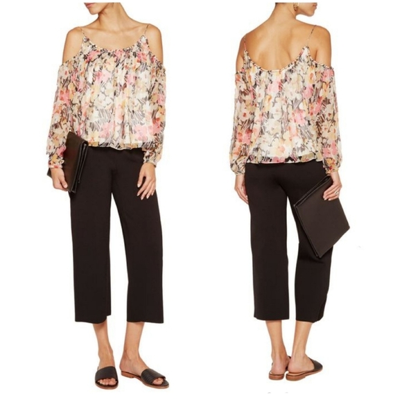 Elizabeth and James Tops - Elizabeth & James Marylin Cold Shoulder Silk Floral Top Size M Medium
